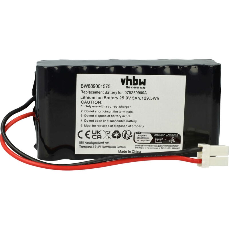 Vhbw - Batterie remplacement pour Ambrogio 050Z36600A, 050Z38600A, 075Z60900A pour tondeuse 5000mAh, 25,9V, Li-ion