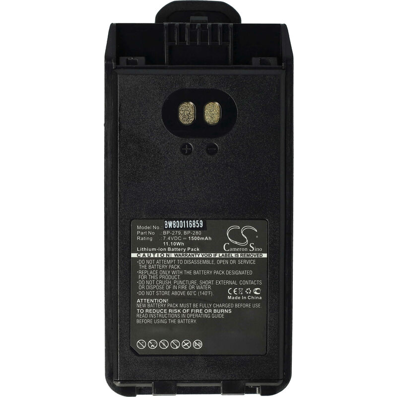 Batterie remplacement pour BearCom BC1000 pour radio talkie-walkie (1500mAh, 7,4V, Li-ion) - avec clip de ceinture - Vhbw