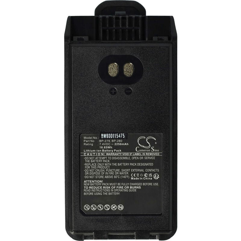 Batterie remplacement pour BearCom BC1000 pour radio talkie-walkie (2250mAh, 7,4V, Li-ion) - avec clip de ceinture - Vhbw