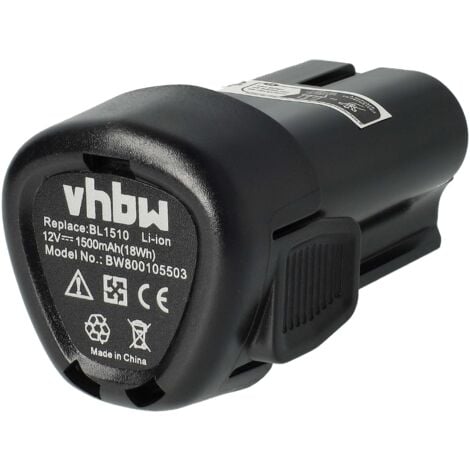 vhbw Batterie remplacement pour Black & Decker BL1110, BL1310, BL1510, LB12, LBX12, LBXR12 pour outil électrique (1500 mAh, Li-ion, 12 V)