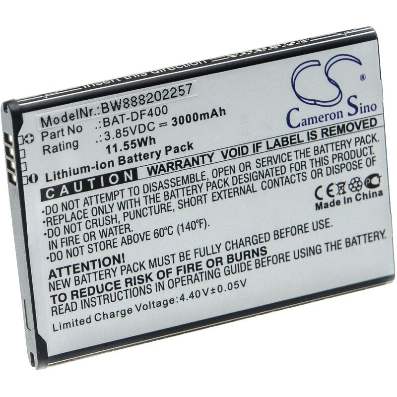 vhbw Batterie remplacement pour Bluebird BAT-DF400, BAT-EF400 pour ordinateur handheld (3000mAh, 3,85V, Li-ion)