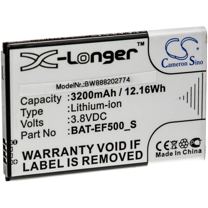 vhbw Batterie remplacement pour Bluebird 355040040, BAT-EF500S, BAT-EF50S, BAT-EF50X, BAT-EF50XE pour ordinateur handheld (3200mAh, 3,8V, Li-ion)