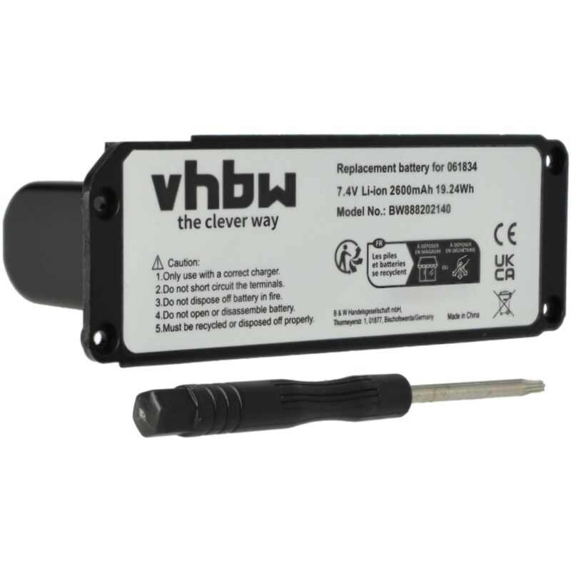vhbw batterie remplacement pour Bose 061384, 061385, 061386, 061834 pour haut-parleurs, enceintes (2600mAh, 7,4V, Li-ion)