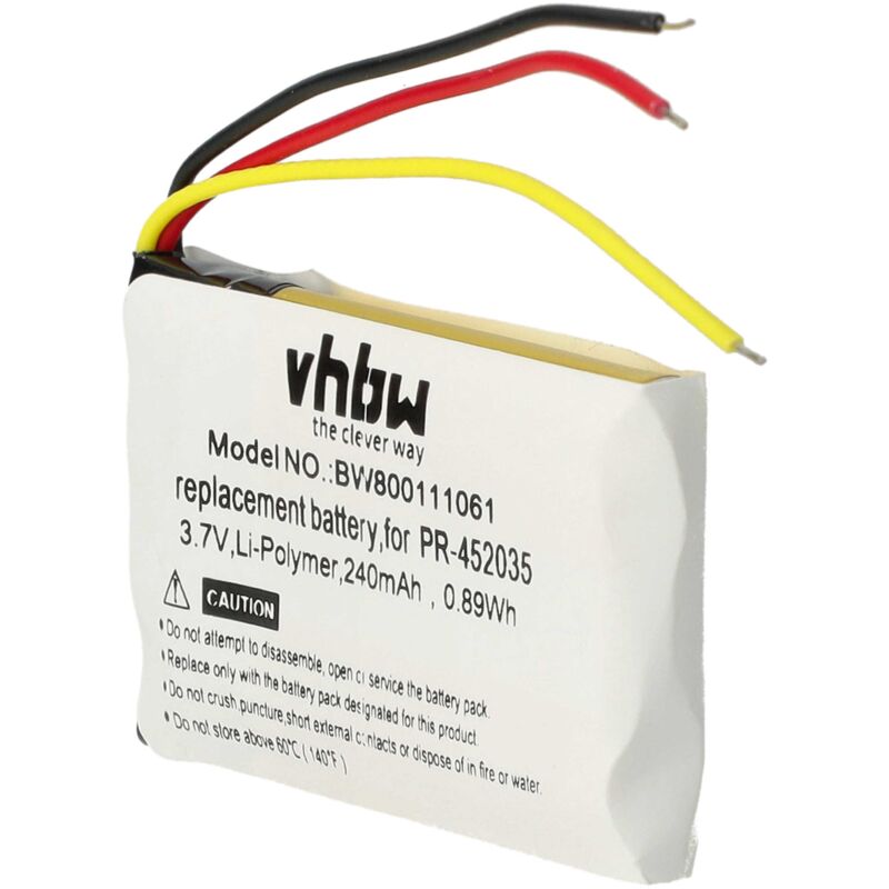 Vhbw - Batterie remplacement pour Bose PR-452035 pour casque audio, écouteurs sans fil (240mAh, 3,7V, Li-polymère)