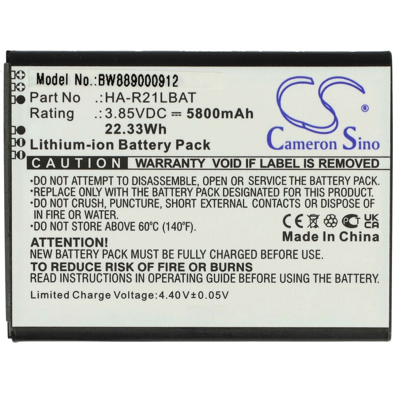 Vhbw - Batterie remplacement pour Casio HA-R21LBAT pour scanner de code-barre pos (5800mAh, 3,85V, Li-ion)