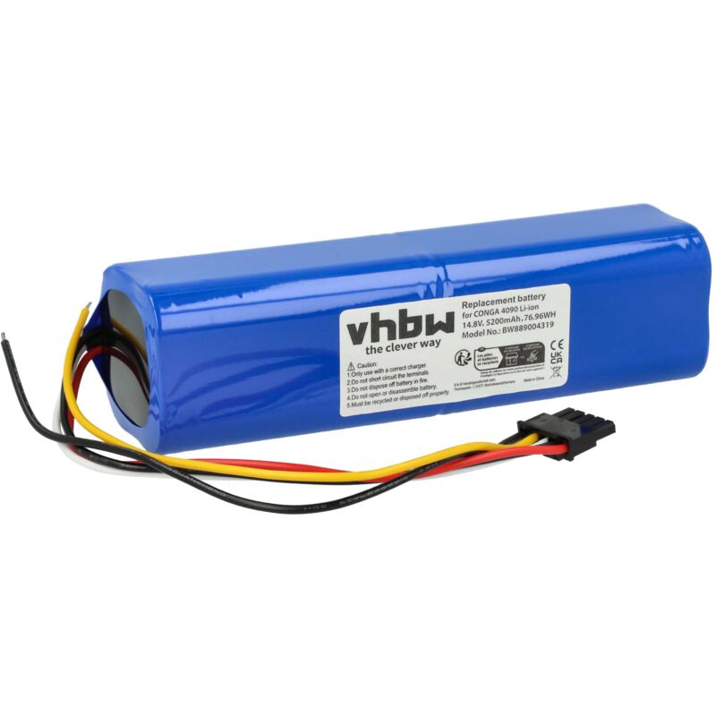 Batterie remplacement pour Cecotec 49CE5402, 80694 pour robot électroménager (5200mAh, 14,8V, Li-ion) - Vhbw