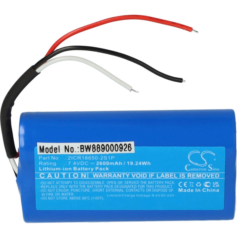 Batterie remplacement pour dji 2ICR18650-2S1P pour stabilisateur Gimbal (2600mAh, 7,4V, Li-ion) - Vhbw