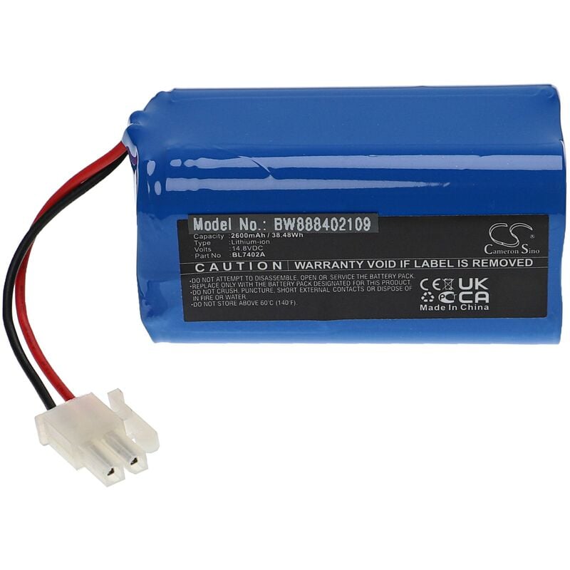 Batterie remplacement pour Ecovacs BL7402A, UR18650ZT-4S1P-AAF pour aspirateur, robot électroménager (2600mAh, 14,8V, Li-ion) - Vhbw