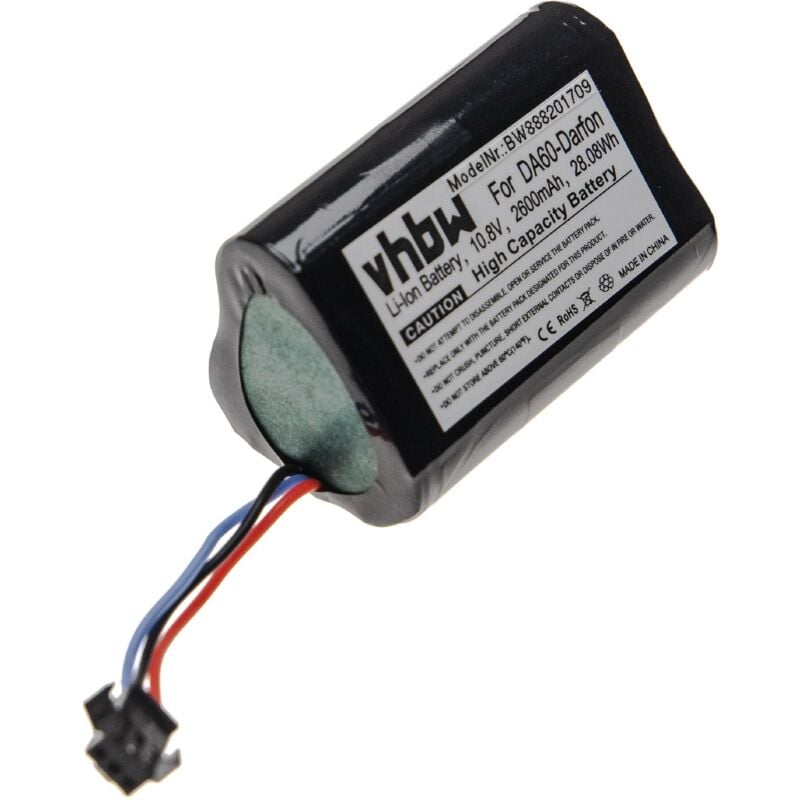 Batterie remplacement pour Ecovacs DA60-Darfon, ZJ1450 pour robot électroménager (2600mAh, 10,8V, Li-ion) - Vhbw