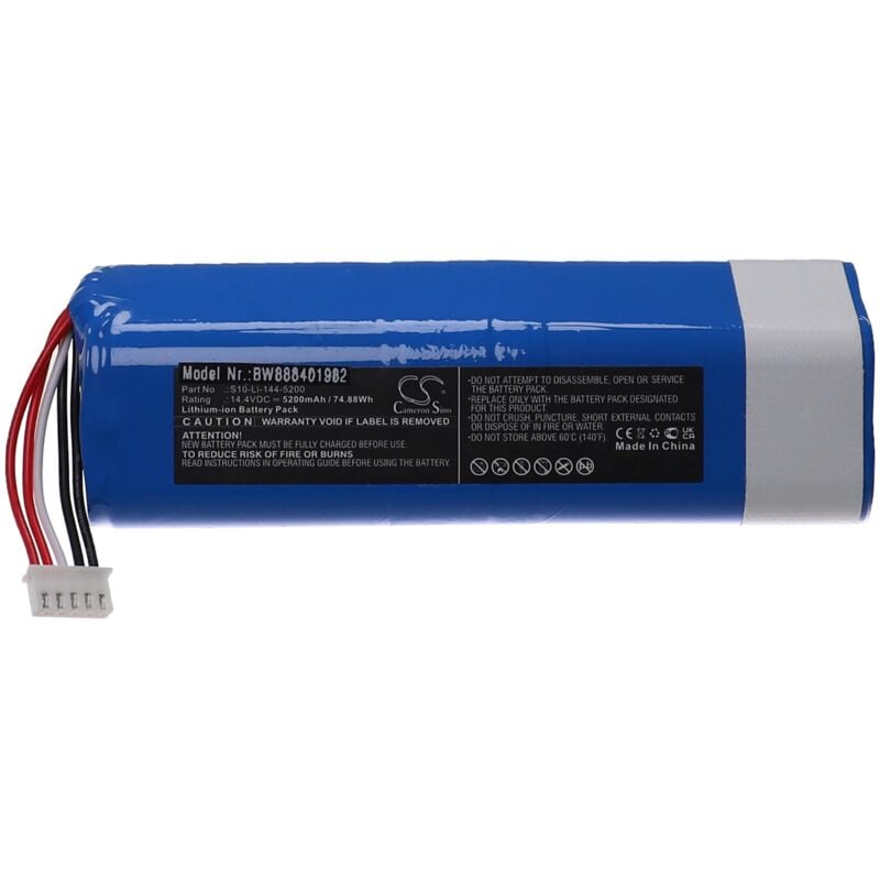 Vhbw - Batterie remplacement pour Ecovacs S10-Li-144-6800, S10-Li-144-5200, 201-1913-4200, 201-1913-4201 pour aspirateur (5200mAh, 14,4V, Li-ion)