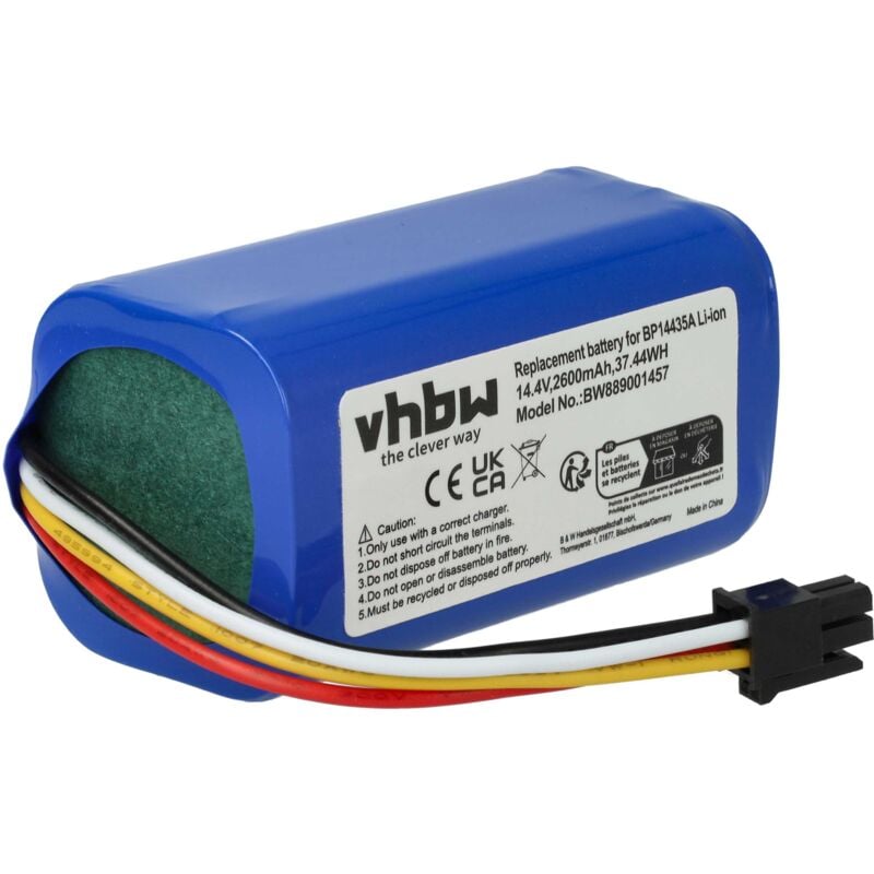 Batterie remplacement pour Eureka/Midea BP14435A pour robot électroménager (2600mAh, 14,4V, Li-ion) - Vhbw