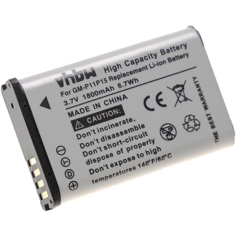 Batterie remplacement pour Garmin 010-11599-00, 010-11599-00, 010-11654-03 pour gps, appareil de navigation (1800mAh, 3,7V, Li-ion) - Vhbw