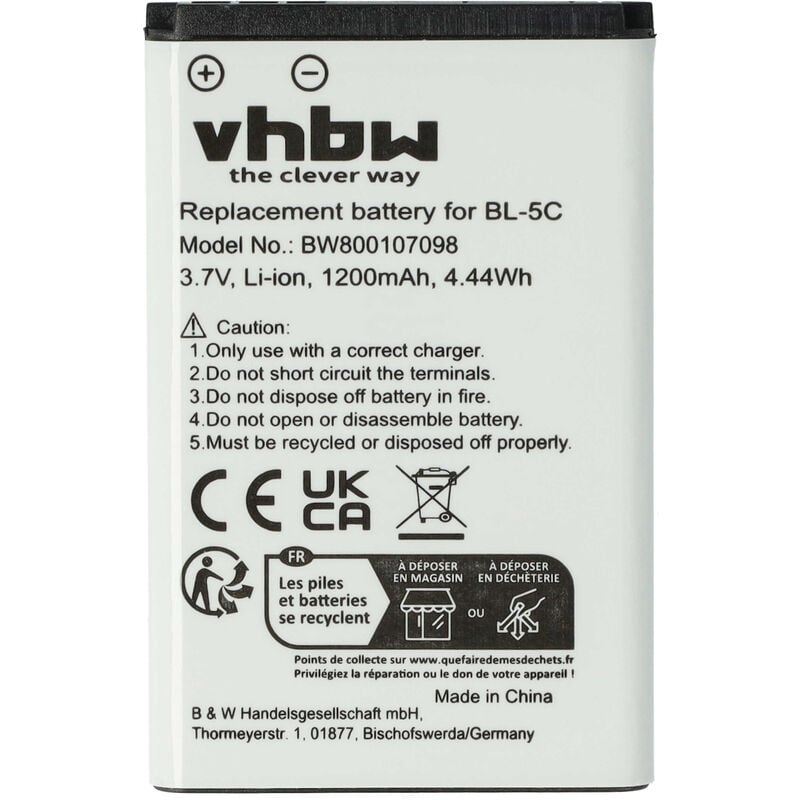 Vhbw - Batterie remplacement pour Garmin 010-11935-00 pour récepteur gps bluetooth (1200mAh, 3,7V, Li-ion)