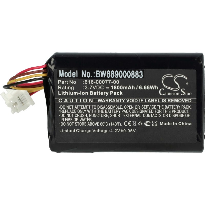 Vhbw - Batterie remplacement pour Garmin 361-00077-10, 616-00077-00, 616-00077-10 pour gps, appareil de navigation (1800mAh, 3,7V, Li-ion)