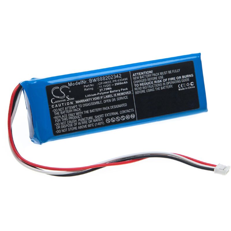 Vhbw - Batterie remplacement pour Harman / Kardon CP-HK02, PR-633496 pour haut-parleurs, enceintes portatives (2500mAh, 11,1V, Li-polymère)