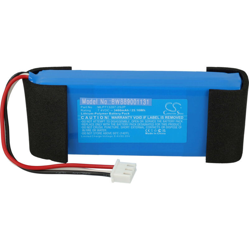 Vhbw - Batterie remplacement pour Harman/Kardon MLP713287-2S2P pour haut-parleurs, enceintes portatives (3400mAh, 7,4V, Li-polymère)