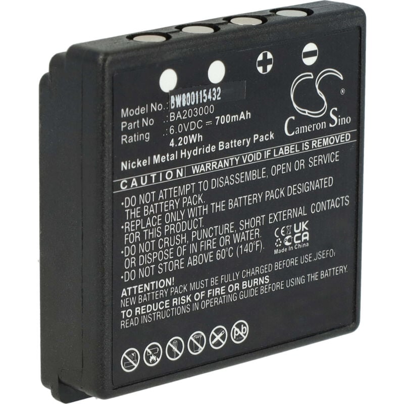 Vhbw - Batterie remplacement pour hbc FuB05XL, FuB5AA, Fub9NM, PM237745002 pour opérateur télécommande industrielle (700mAh, 6V, NiMH)