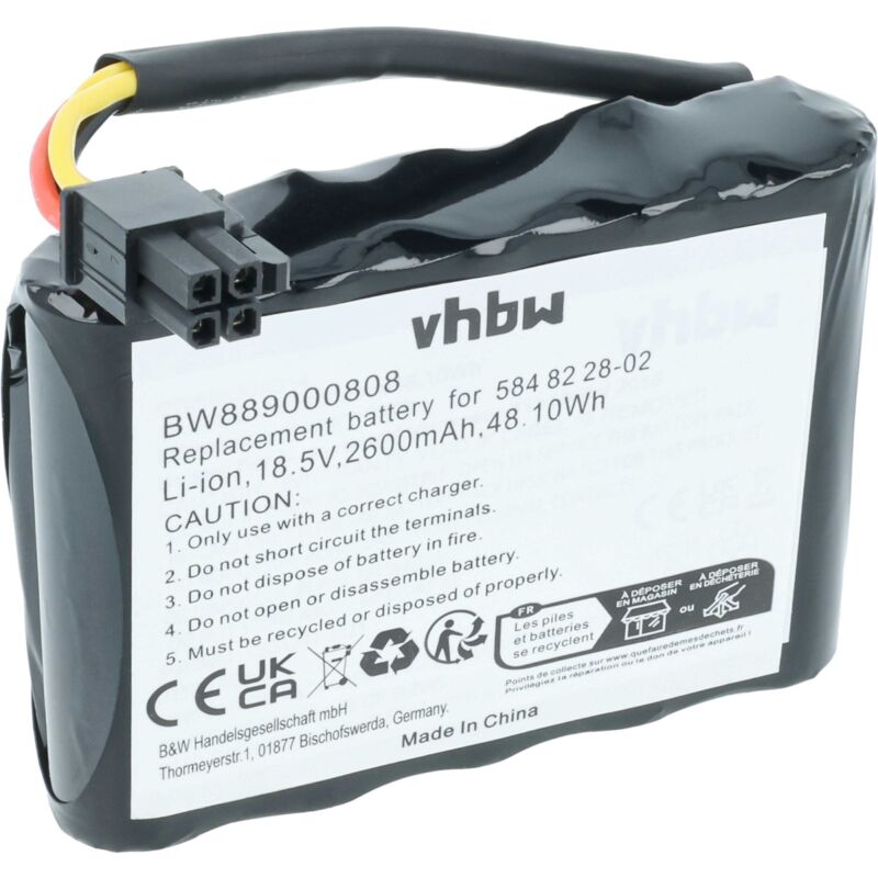 Vhbw - Batterie remplacement pour Husqvarna 584 85 28-01, 584 82 28-02, 584 85 28-02, 584 82 28-01, 589 58 62-01 pour tondeuse (2600mAh, 18,5V,