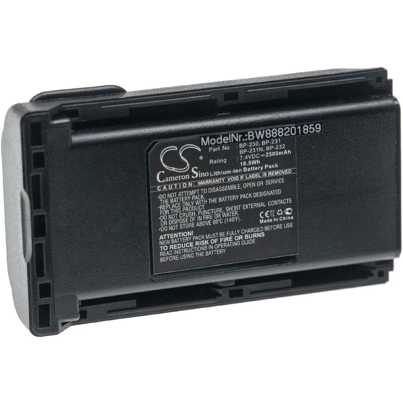 vhbw Batterie remplacement pour Icom BJ-2000, BP-230, BP-230N, BP-231, BP-231N, BP-232, BP-232H, BP-232N pour radio talkie-walkie (2500mAh, 7,4V)