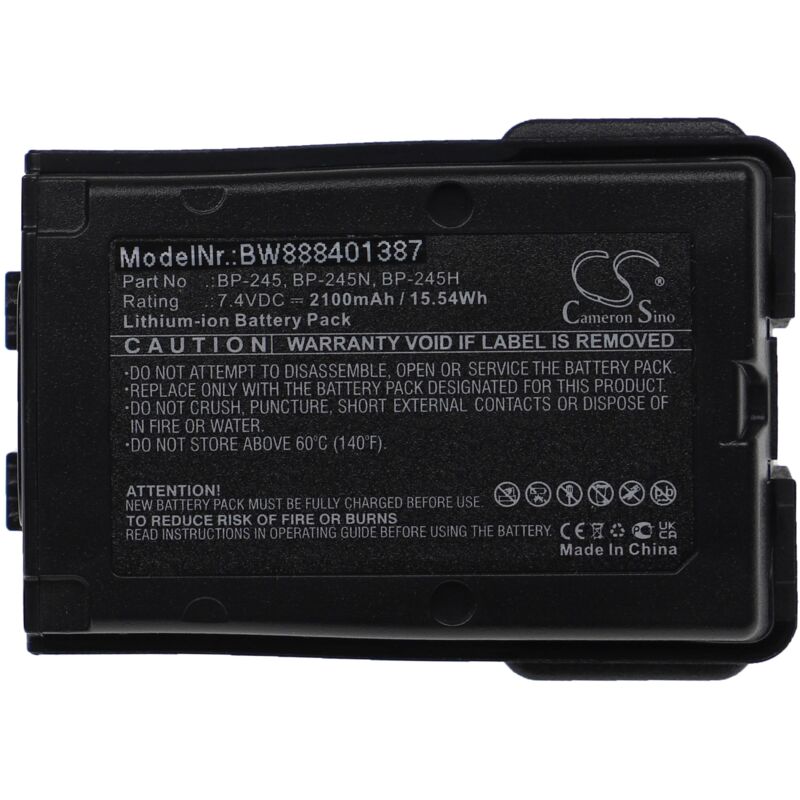 Batterie remplacement pour Icom BP-245, BP-245H, BP-245N pour radio talkie-walkie (2&8239100mAh, 7,4V, Li-ion) - Vhbw