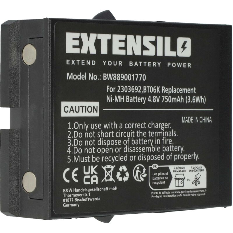Vhbw - Batterie remplacement pour Ikusi BT06K, 2303692 pour opérateur télécommande industrielle (750mAh, 4,8V, NiMH)