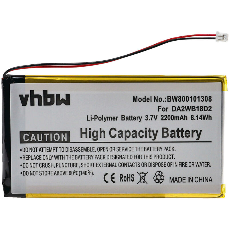 Batterie remplacement pour Iriver DA2WB18D2 pour lecteur de musique MP3 (2200mAh, 3,7V, Li-polymère) - Vhbw