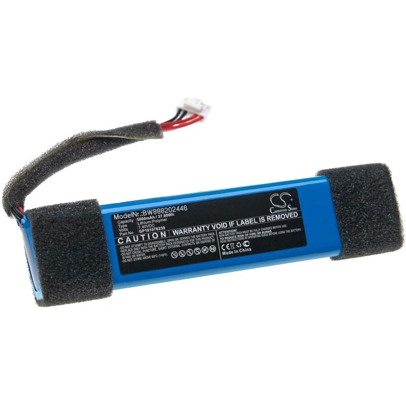 vhbw Batterie remplacement pour JBL GP181076239 pour enceinte, haut-parleurs (5000mAh, 7,4V, Li-polymère)