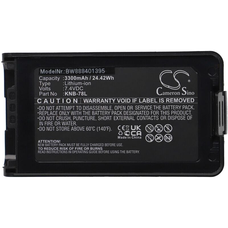 Vhbw - Batterie remplacement pour Kenwood KNB-24L, KNB-35L, KNB-55L, KNB-56N, KNB-57L, KNB-78L pour radio talkie-walkie (3&8239300mAh, 7,4V, Li-ion)