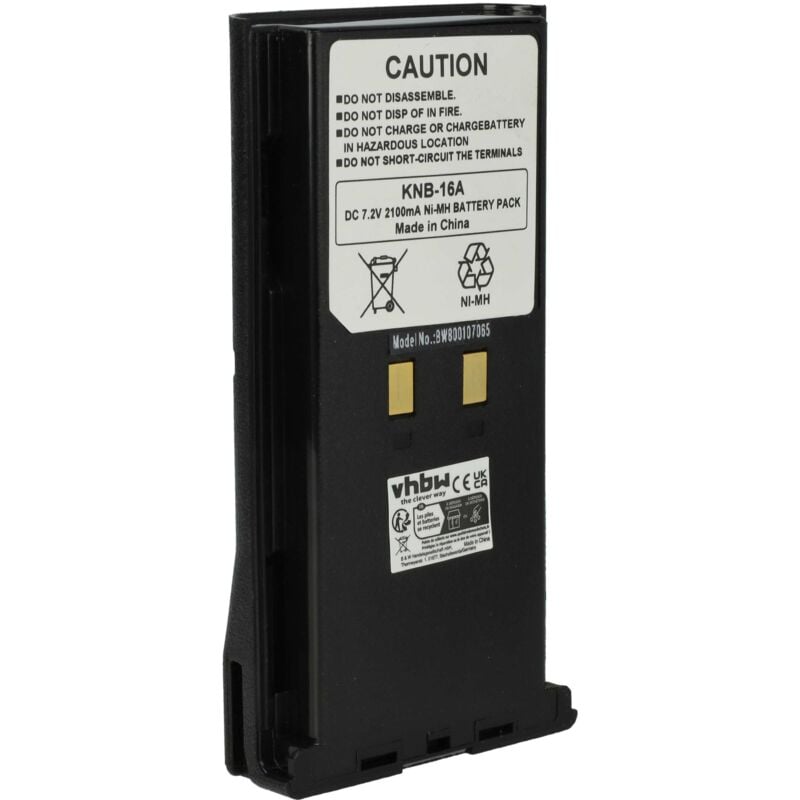 Vhbw - Batterie remplacement pour Kenwood KNB-52N, KNB-22N, KNB-21N, KNB-17N, KNB-17A, KNB-16A pour radio talkie-walkie (2100mAh, 7,2V, NiMH)