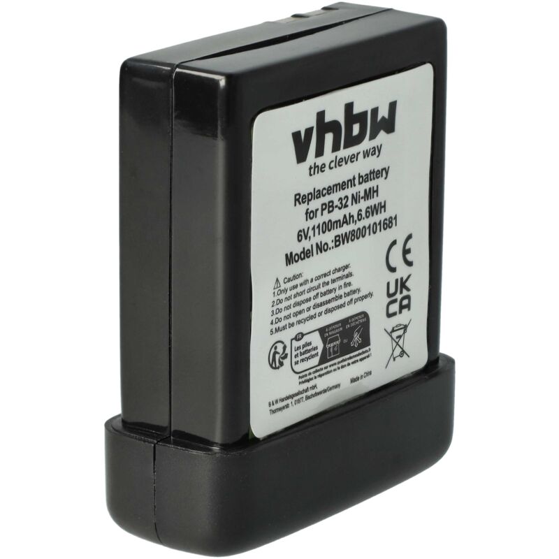 Batterie remplacement pour Kenwood PB-32, PB-32H, PB-33, PB-34 pour radio talkie-walkie (1100mAh, 6V, NiMH) - Vhbw