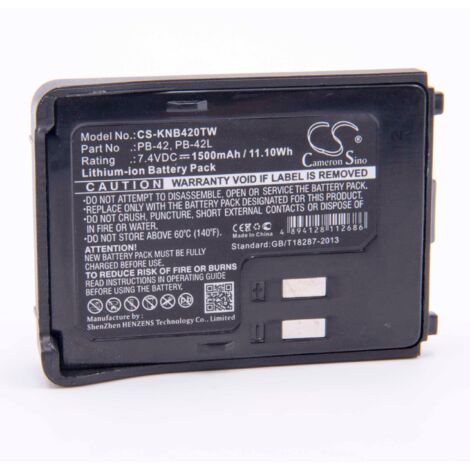 vhbw Batterie remplacement pour Kenwood PB-42, PB-42L, PB-42Li pour radio talkie-walkie (1500mAh, 7,4V, Li-ion)