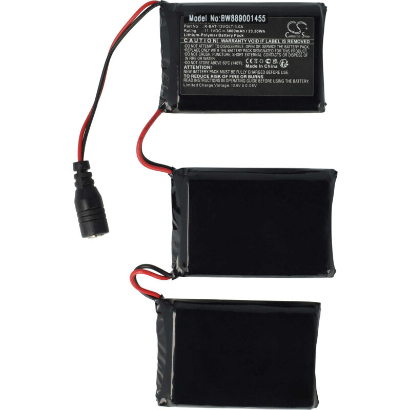 vhbw Batterie remplacement pour Macna K-BAT-12VOLT-3.0A pour gants chauffants pour moto (3000mAh, 11,1V, Li-polymère)