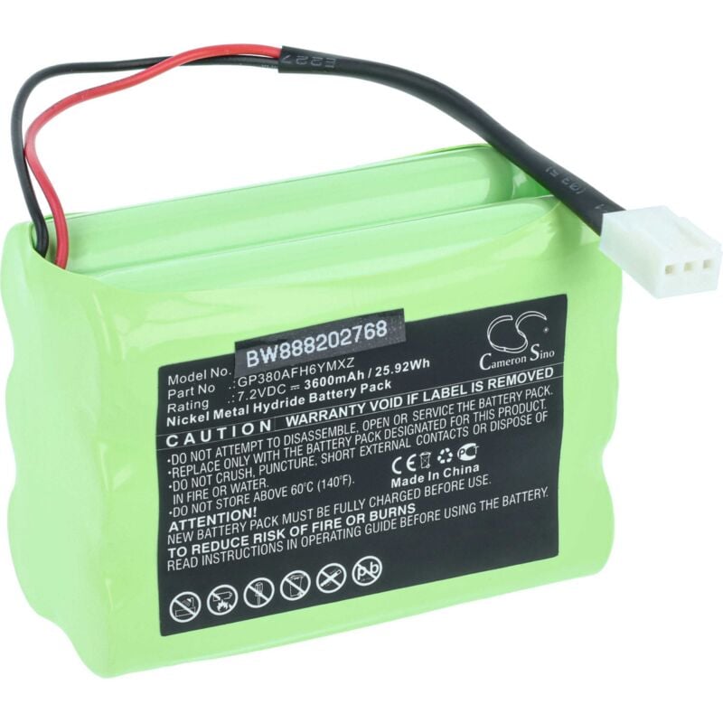 Vhbw - Batterie remplacement pour Megalite / Mettler / Transpal GP380AFH6YMXZ pour outil de mesure (3600mAh, 7,2V, NiMH)