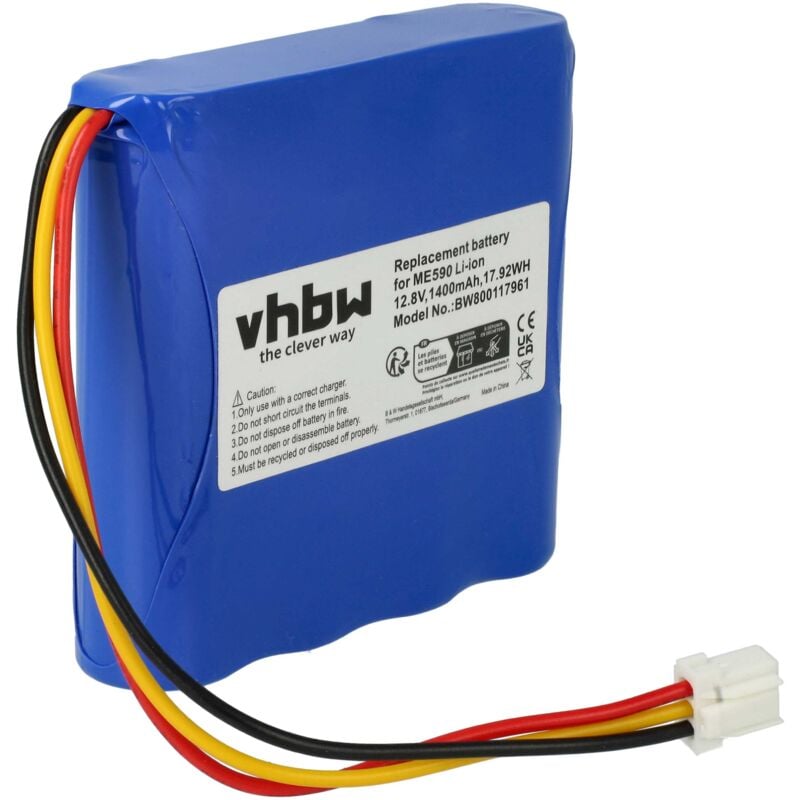 Batterie remplacement pour Moneual 12J003633 pour robot électroménager (1400mAh, 12,8V, Li-Ion / LiFePO4) - Vhbw