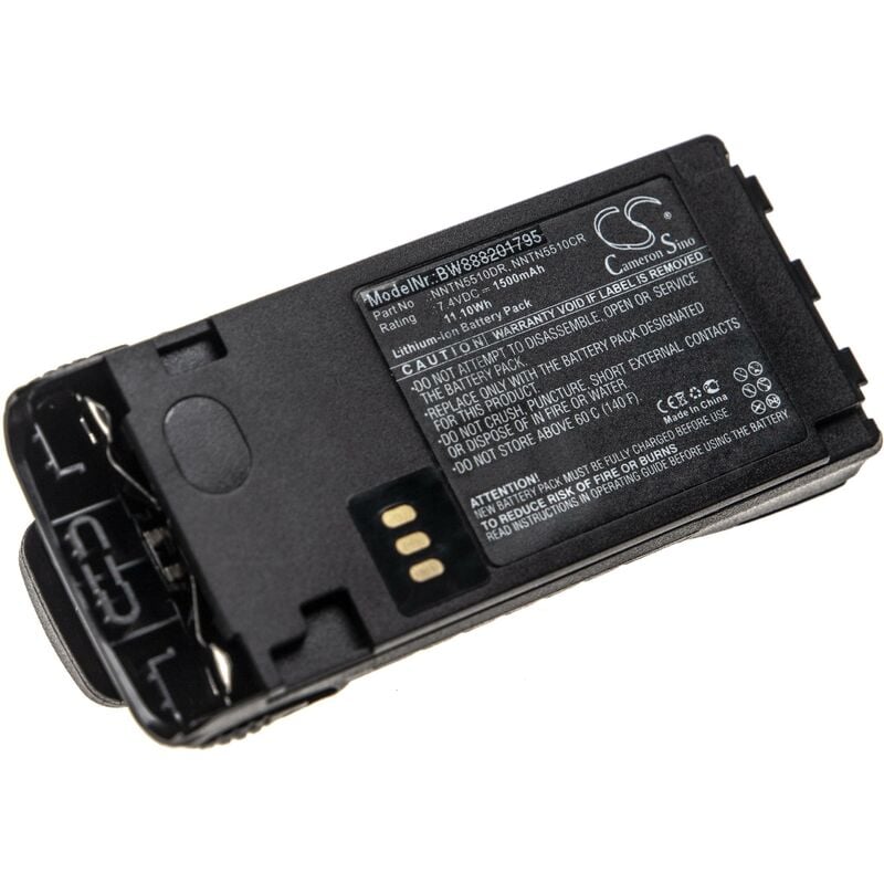 Vhbw - Batterie remplacement pour Motorola NNTN5510AR, NNTN5510BR, NNTN5510CR, NNTN5510DR pour radio talkie-walkie (1500mAh, 7,4V, Li-ion)