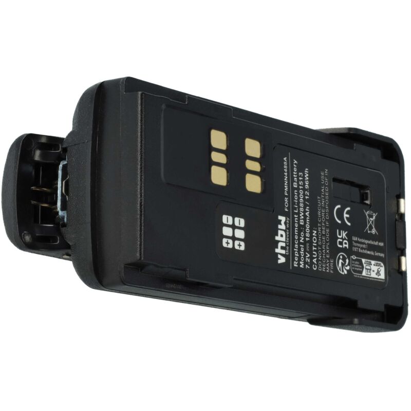Vhbw - Batterie remplacement pour Motorola PMNN4416, PMNN4416AR, PMNN4417 pour radio talkie-walkie (1800mAh, 7,4V, Li-ion) - avec clip de ceinture