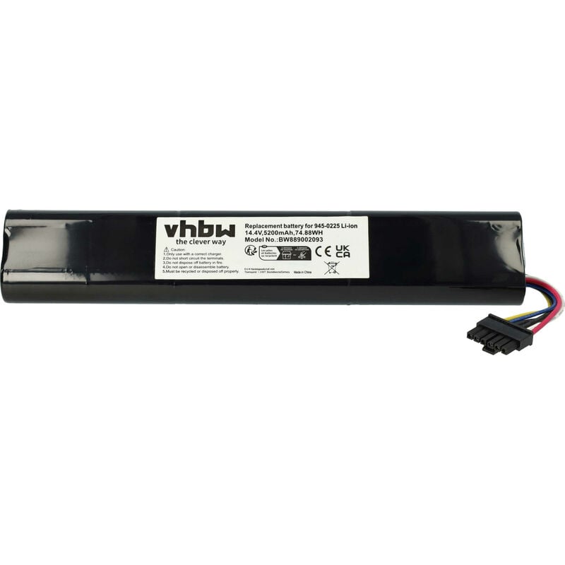 vhbw Batterie remplacement pour Neato 810841012076, 205-0011, 205-0013, 4INR19/65-2, 945-0225, 945-0266 pour robot électroménager (5200mAh, 14,4V,