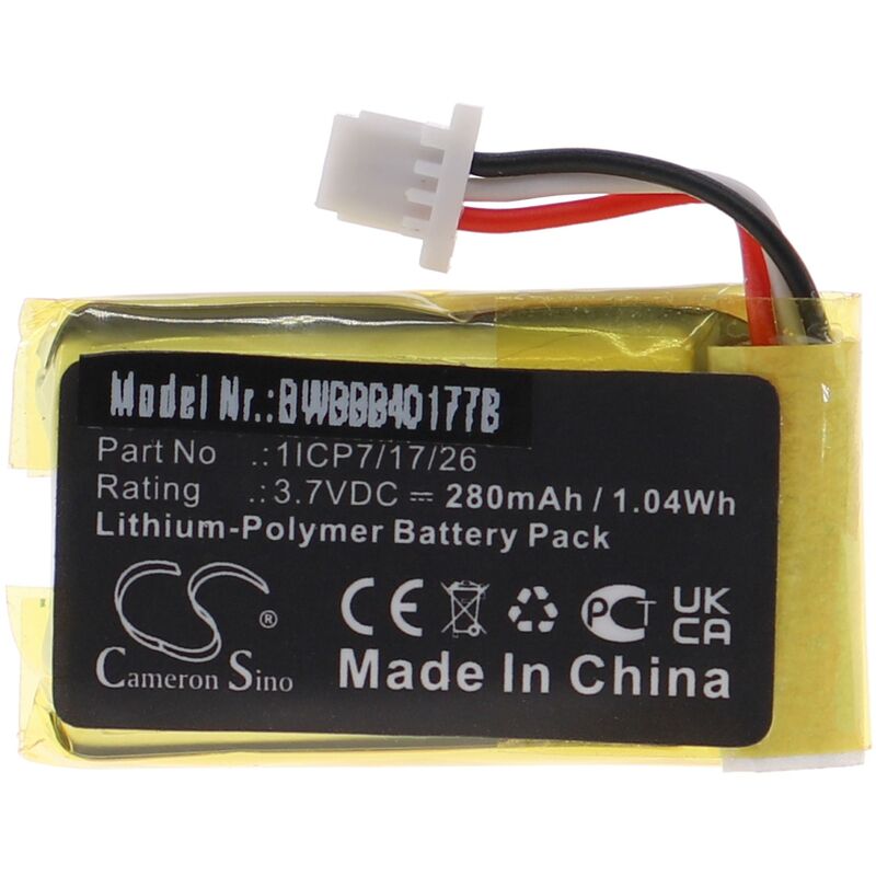 Batterie remplacement pour Nest 1ICP7/17/26 pour interphone de porte, caméra de sonnette (280mAh, 3,7V, Li-polymère) - Vhbw