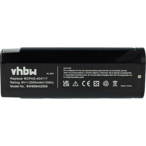 vhbw Batterie remplacement pour Paslode 404400, 404717, 900400, 900420, 900421, 900600, 901000, 902000 pour outil électrique, cloueur pneumatique (2500 mAh, NiMH, 6 V)
