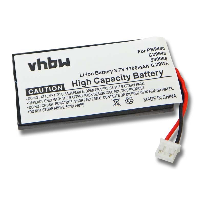 Batterie remplacement pour Philips 530065, PB9400, C29943 pour télécommande remote control (1700mAh, 3,7V, Li-ion) - Vhbw