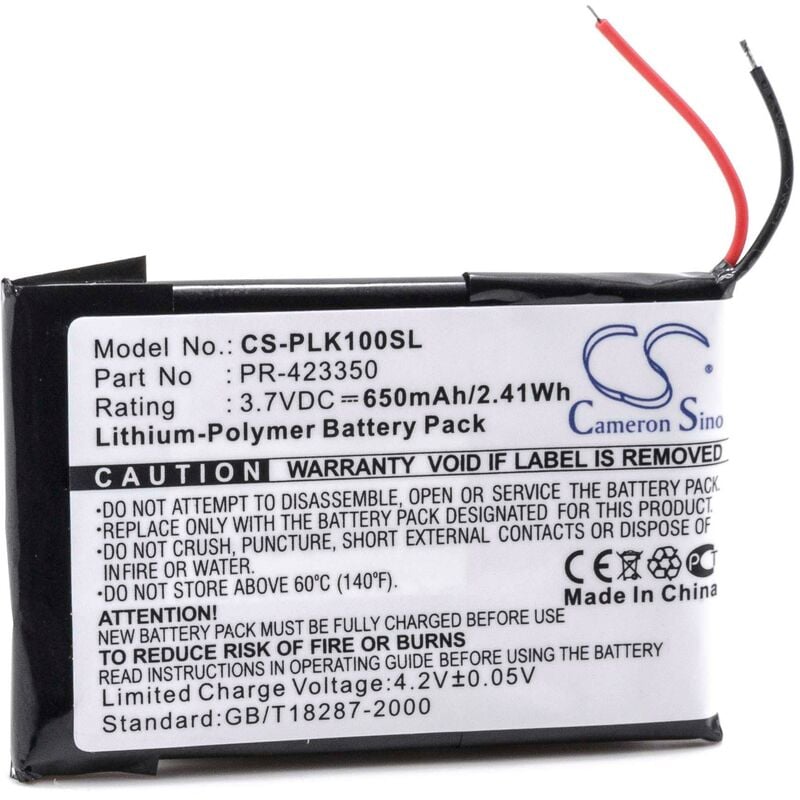 Batterie remplacement pour Plantronics PR-423350 pour poste mains-libres, téléphone de conférence (650mAh, 3,7V, Li-polymère) - Vhbw