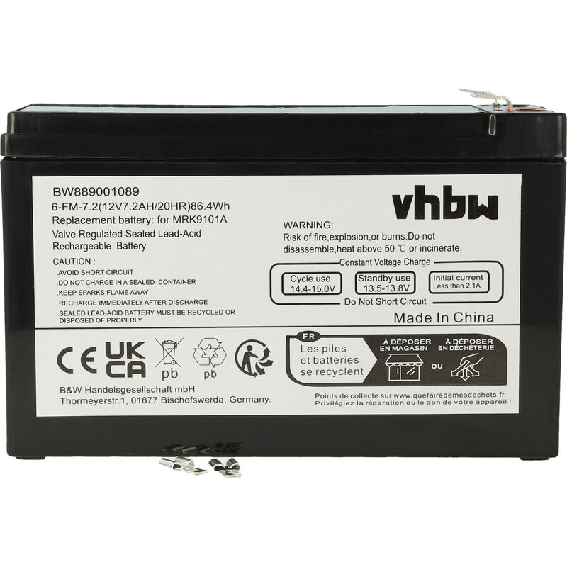 Batterie remplacement pour Robomow BAT9000A, MRK9101A pour robot tondeuse (7200mAh, 12V, acideplomb scellé) - Vhbw
