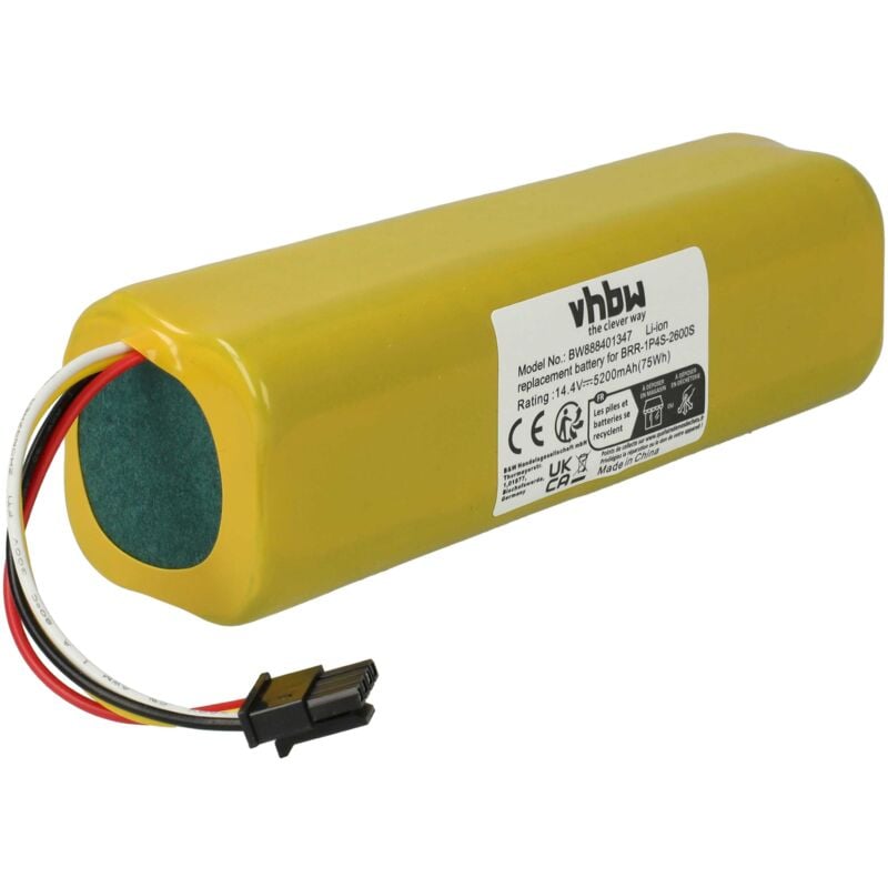 Batterie remplacement pour Roborock BRR-2P4S-5200D pour aspirateur (5200mAh, 14,4V, Li-ion) - Vhbw