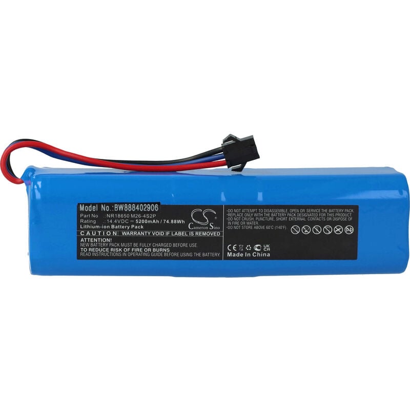 1x Batterie compatible avec Ultenic T10 aspirateur (5200mAh, 14,4V, Li-ion) - Vhbw