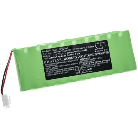 vhbw Batterie remplacement pour Roto GPRHC212B206, ZEL 12V pour motorisation de volet, porte, portail (1800mAh, 12V, NiMH)