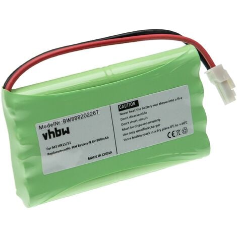 vhbw Batterie remplacement pour Somfy M3 HR15/51, 2400720, 5008956, 5071688 pour motorisation de porte ou portail (800mAh, 9,6V, NiMH)