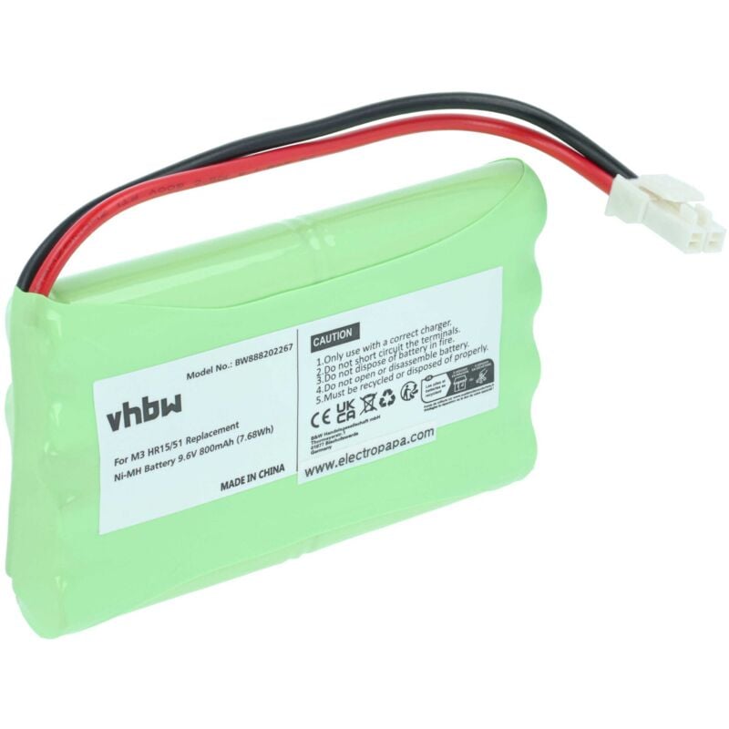 Vhbw - Batterie remplacement pour Somfy M3 HR15/51, 2400720, 5008956, 5071688 pour motorisation de porte ou portail (800mAh, 9,6V, NiMH)