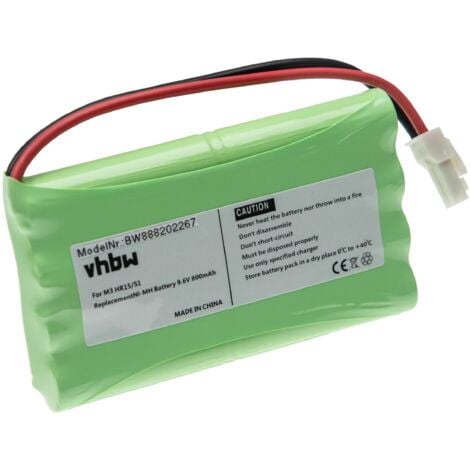 vhbw Batterie remplacement pour Somfy MB-9.6V 8KR15/51, MGH956375B pour motorisation de porte ou portail (800mAh, 9,6V, NiMH)