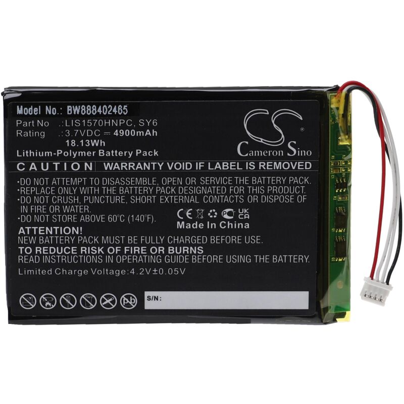 Vhbw - Batterie remplacement pour Sony LIS1570HNPC, SY6 pour amplificateur de casque dac (4900mAh, 3,7V, Li-polymère)