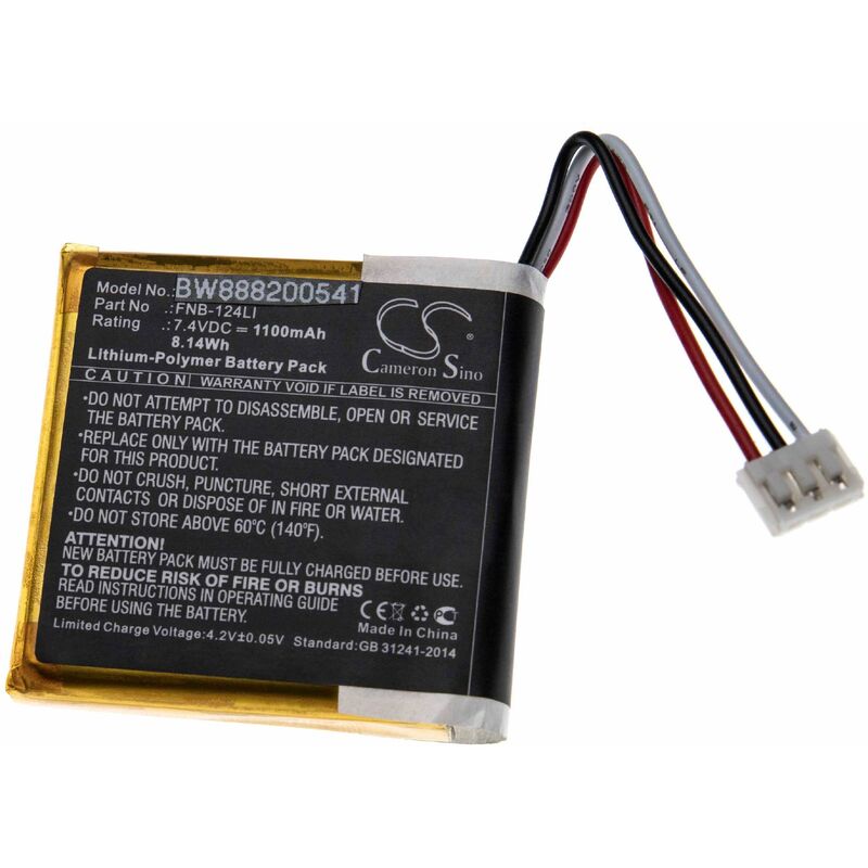 vhbw batterie remplacement pour Standard Horizon FNB-124LI pour radio talkie-walkie (1100mAh 7,4V Li-polymère)
